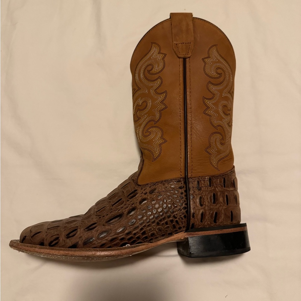 Boys Cowboy Boots Size 2.5 - Old West Brown Alligator